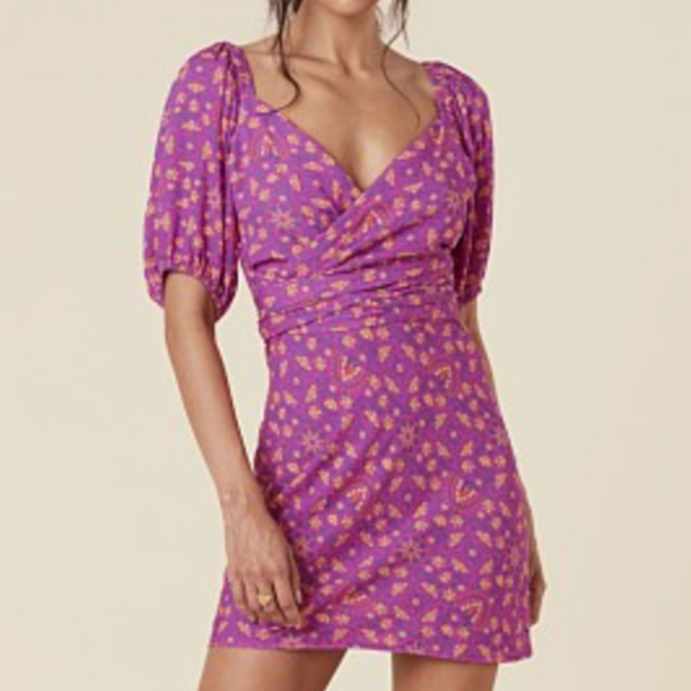 Spell & The Gypsy Madame Peacock Sweetheart Mini Dress | Boysenberry | Size Smal